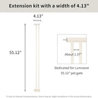 Lumizone Extra Tall Pet Gate 55.12" High Pressure Mounted 4.13" Wide Extension kit 1.37" Gap (4.13" W, Cream White)