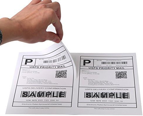50 Half Sheet Shipping Labels 2 Per Sheet -25 Sheets Sticker Paper for Laser & Inkjet Printers Waterproof Shipping Labels - Strong Aadhesive for Packaging & Crafting