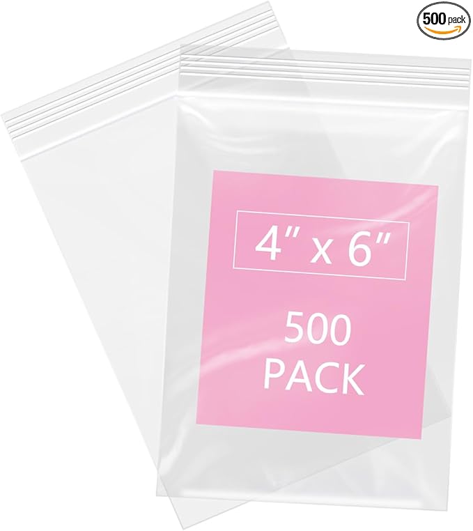 iMailer - 500 Pcs- 4" x 6" Clear Small Zip Bag - Reclosable Zip Plastic Poly Bags 2 Mil with Resealable Lock Seal Zipper for Photo, Jewelry, Bakery, Treats, Party Favors
