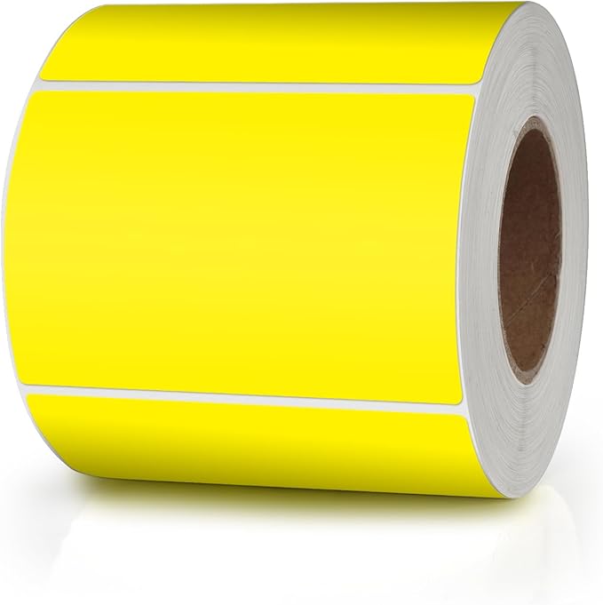 Yellow Rectangle Stickers 3 x 2 Inch Color Coding Labels Vinyl Roll Self-Adhesive Waterproof Removable 500 PCS