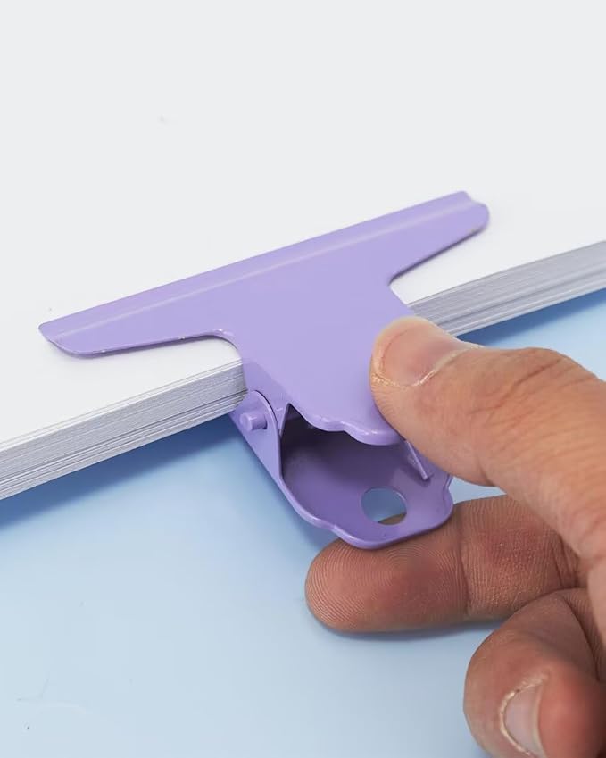 2PCS Extra Large Binder Clips Metal Bulldog Clips Large Paper Clamps Holder Chip Clips for Home School Office Drawing Bag Purple 4inch