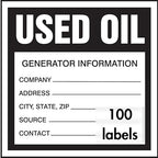 Accuform Signs MHZW34PSC Adhesive Coated Paper Hazardous Waste Label, Used Oil", 6" Length x 6" Width, Black/White (Pack of 100)