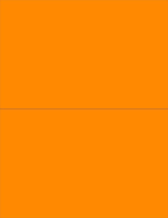 8-1/2 x 11" Neon Color High Light Fluorescent Labels for Laser & Inkjet Printer (Orange Fluorescent, 8-1/2" x 5-1/2" - 2 Per Page | 200 Labels)