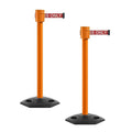 Montour Line MSR760 Set of 2 Retractable Belt Barrier Stanchion, Rubber Base, Orange Post (35 ft RED with"Authorized Access ONLY" White Letters Belt)