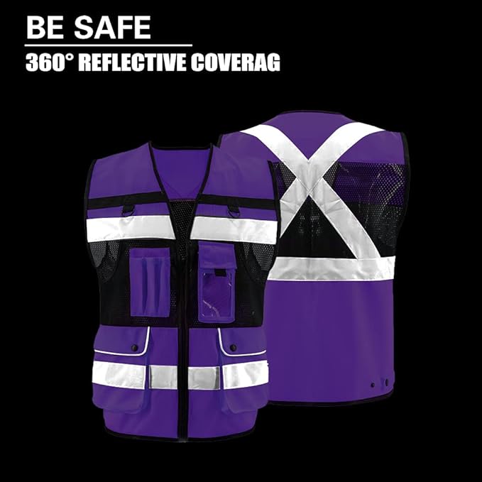 Safety Vest High Visibility Reflective Construction Vest for Men Women