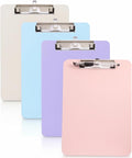 4 PCS Pastel Colored Clipboards,Plastic Clipboard with Pen Holder,Letter Size A4,Cute Clip Boards 8.5x11 Heavy Duty,Hanging Clipboards for Women Kid Teacher,School Office Home Work