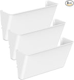 Clear Acrylic Single Pocket, Plastic Hanging Wall Mount File Holder for Office Home (White, 3 Pack)