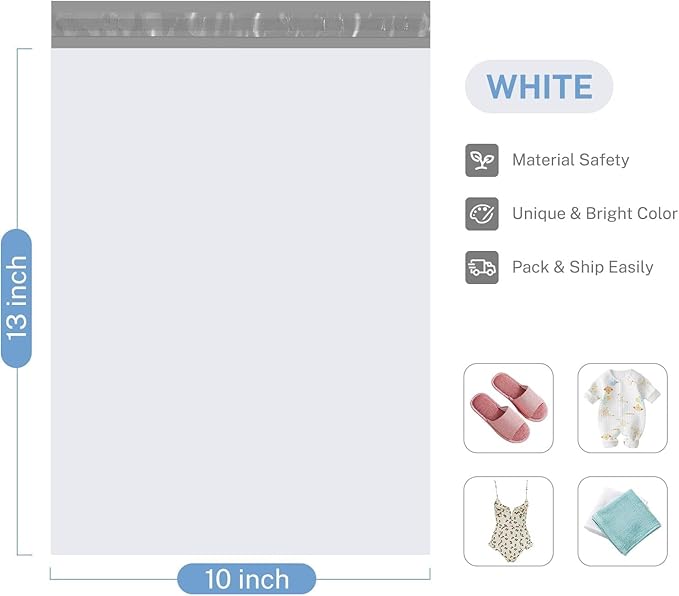 Metronic Poly Mailers 10x13 120000 Pack, Small Shipping Bags for Clothing, Waterproof Mailers Poly Bags, Shipping Envelopes Mailing Bags for Business, Bulk, White