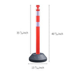 6 Pack Traffic Delineator Post Cones with Plastic Chain Crowd Control Barriers - Expandable 40" Traffic Control Cones, 6 x 6.6 Ft Chains for Indoor & Outdoor Use (Red-Water Filled Base)