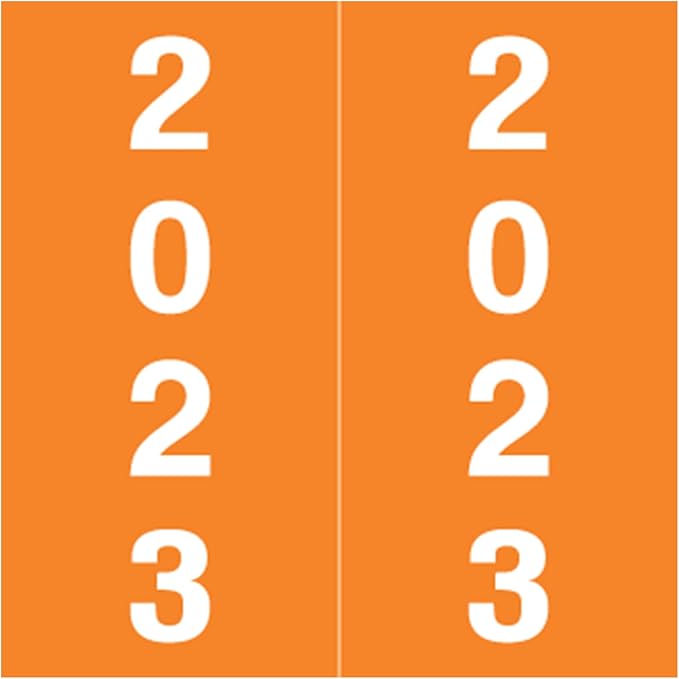 2023 Year Stickers, Doctor Stuff 2023 Chart Stickers, Orange Colored, IFC Style, USA Made Year Labels for X-Ray Jackets, 500/Roll, 1 Roll, 1-7/8" x 1-7/8"