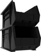 Akro-Mils 30240 AkroBins Plastic Storage Bins, Space-Saving Stackable Bins for Garage, Pantry, Craft Organization, 15" x 8" x 7", Black, 12-Pack