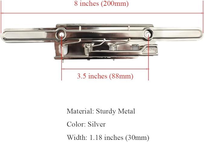 HAHIYO 8 Inch Silver Metal Clipboard Clips - High-Grip Lever Clip, Mountable, 3 Pack