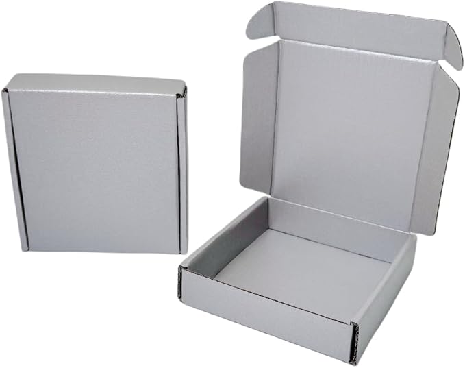15 Pcs 5.1 x 5.1 x 1.2 inches Mini Size Shipping Boxes Corrugated Cardboard Mailer Boxes Bulk for Packaging Business Mailing Gift,Mini Mailer Boxes for Packaging (Silver, 5.1 x 5.1 x 1.2")