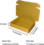 50 Pcs 11.8 x 8.5 x 2 inches Large Size Corrugated Cardboard Gift Boxes Recyclable Shipping Boxes for Packing Jewelry Ornament Gift Craft Packaging Supplier (Gold, 11.8 x 8.5 x 2")