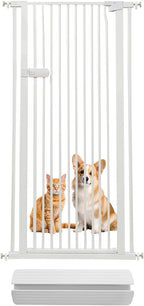 Lumizone Extra Tall Cat Gate 61.02" High Pressure Mounted Extra Wide 2025 New (17 Sizes) 1.37" Gap No Drilling Auto-Close One-Handed Operation Tall Pet Gate for Dogs(White, 61.02" H x 29.92"-34.24" W)