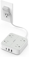 TESSAN Surge Protector Power Strip, 1 Ft Ring Pull Short Extension Cord with Multiple Outlets, 3 USB (1 USB C) 4 Outlets, 900J Surge Protection, Desktop Charging Station for Home, Office, Dorm Room