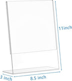 PecMuikee Slant Back Acrylic Sign Holder 8.5 x 11, Clear Picture Photo Frames Display Stand- Freestanding Tabletop Display Stand for Retail, Office, Restaurant , Flyers and Posters (12 Pcs)
