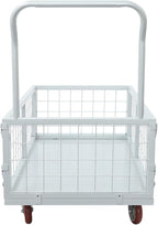 4-in-1 Platform Truck Foldable Push Cartplatform Truck with Cage 2200 lbs, Heavy Duty Moving Platform Hand Cart with 4 Wheels & Brakes, Convertible Warehouse Push Dolly for Workshop Logistics, Silver