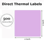 2" x 2" Thermal Labels Stickers Purple, Square Thermal Shipping Stickers, Multipurpose Inventory Self-Adhesive Direct Thermal Label for Small Business (500 Labels/Roll)