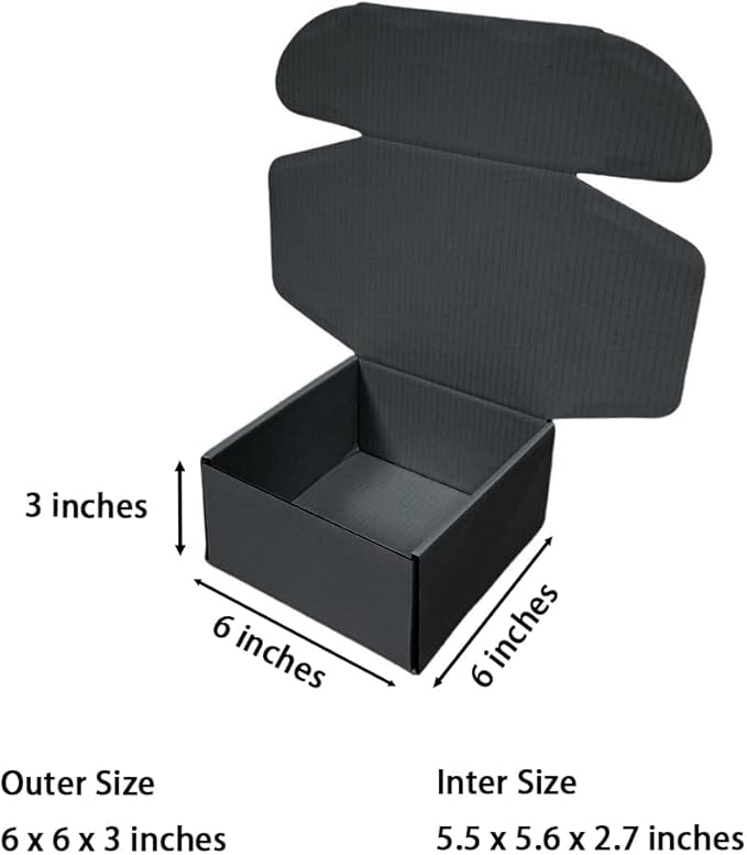 15 Pcs 6 x 6 x 3 inches Corrugated Cardboard Gift Boxes Recyclable Shipping Boxes for Mailing & Holidays, Wedding, Birthday, Gifts Packaging (Dark Gray, 6 x 6 x 3")