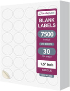 NextDayLabels 1.5 Inch Round Stickers for Printer - Matte White Blank Laser/Inkjet Printable Circles (250 Sheets, 30 Per Sheet, 7500 Labels)