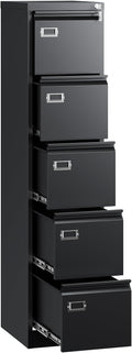 Letaya 5 Drawer File Cabinet with Lock,Metal Office Filing Cabinets for Home Office- Storage A4/F4/Letter/Legal -Assembly Required (Black)