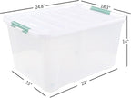 4-Pack Large Clear Plastic Storage Organizer Bins w/Lids, 85 Quart, Clear Stackable Container Boxes for Bedroom, Bathroom, Garage, and Office Organization