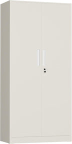 INTERGREAT Metal Storage Cabinet, 72" H Lockable Steel Cabinets with Locking Doors, Storage Locker with Adjustable Shelves for Office, Home, Garage, Gym, School (Warm Grey)