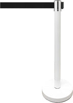 Retractable Stanchion, 6 SPECIALTY Posts + Signframe, 36" Ht, 78" Special Event & Holiday Theme Belt + Bonus Replacement Cassettes + Wall Receiver (WHT Post/Black Belt)