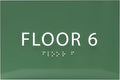 6" X4" Floor 6 Sign - ADA Compliant Tactile Graphics Grade 2 Braille Text | Wall Mount Plastic Directional Assistance, Floor Number Sign for Office, Schools, Hospitals, Apartments