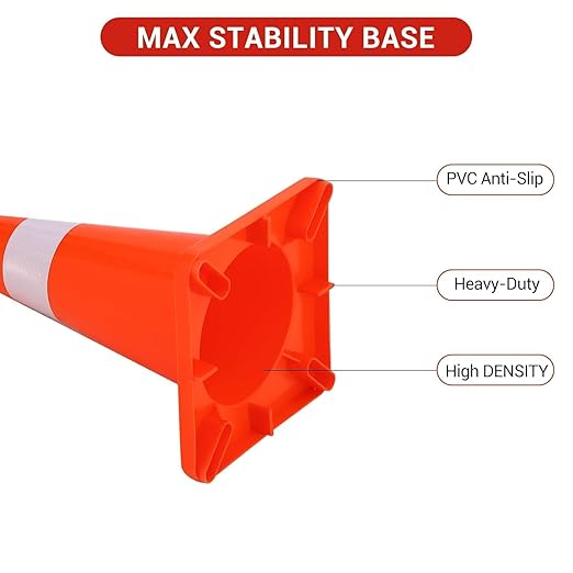 20 Pack Traffic Safety Cones 18 Inch, PVC Orange Safety Cones with Reflective Collars and Weighted Base for Traffic Control, Construction Events, Driveways, and Parking Lots