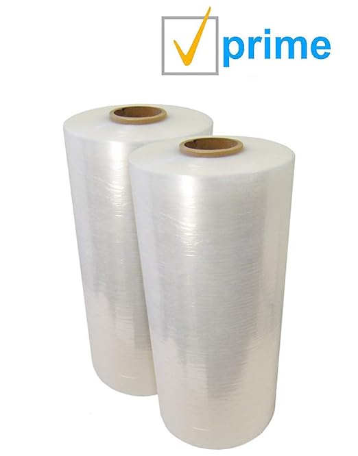APQ 4 rolls of Cast Hand Stretch Film 12" x 1500'. Hand Stretch Wrap, 80 Gauge Thickness. Excellent Tear Resistance. Clear Residue Free Film for Moving, Shipping, Wrapping. Industrial Grade Cast Film.