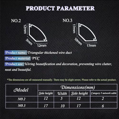 Self-Adhesive PVC Corner Cord Cover - Cable Floor Protector Strip, Wire Hider for Home & Office - Easy Mounting, Black (NO.3)