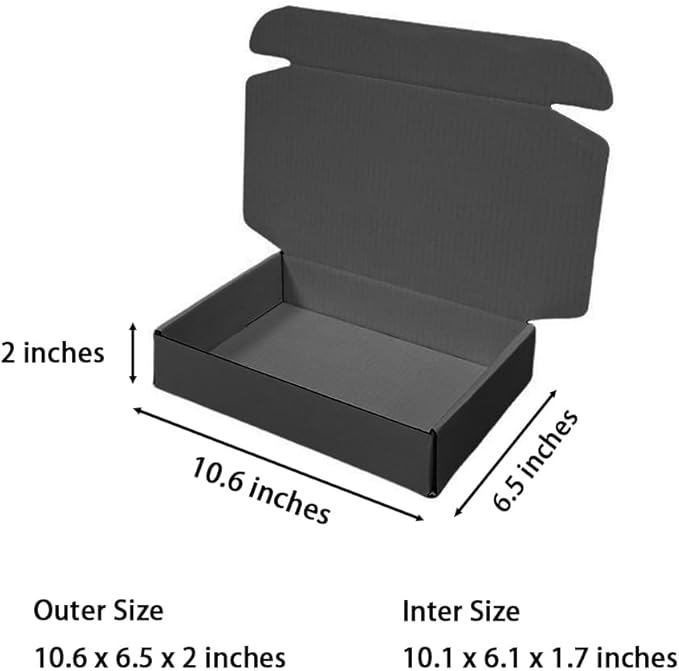 50 Pcs 10.6 x 6.5 x 2 inches Shipping Boxes for Small Business Cardboard Corrugated Mailer Boxes for Shipping Packaging Holidays Craft Gifts Giving Products (Dark Gray, 10.6 x 6.5 x 2")