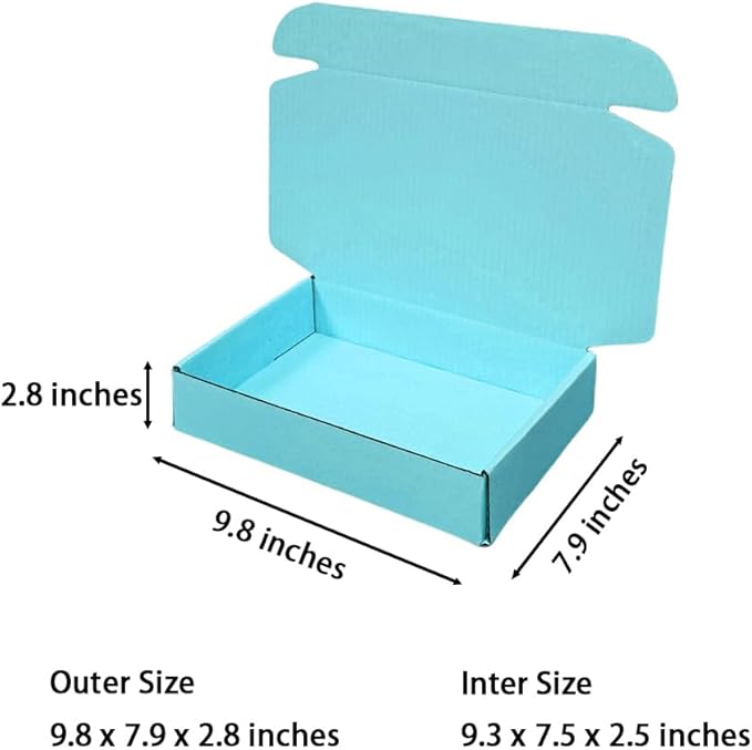 30 Pcs 9.8 x 7.9 x 2.8 inches Shipping Boxes for Small Business Cardboard Corrugated Mailer Boxes for Shipping Packaging Holidays Craft Gifts Giving Products (Sky Blue, 9.8 x 7.9 x 2.8")