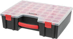 INTERTOOL Hardware Organizer with 8 Deep Removable Bins - Small Parts Storage Tool Box for Nuts, Bolts, Screws, Nails - 16.5" x 13" x 4.5" - Portable Handle Transparent Lid with Locks BX08-4034
