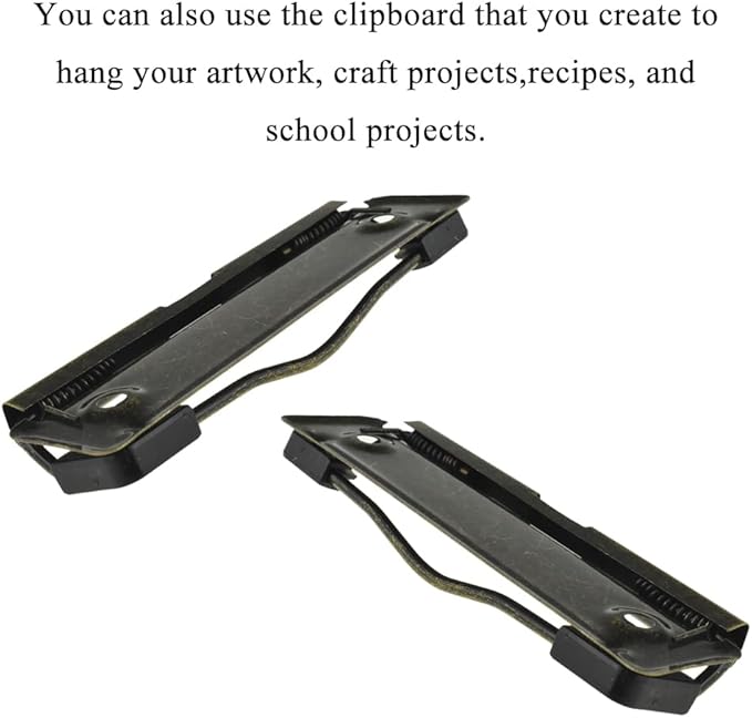 HAHIYO 3.94 Inches Vintage Bronze Metal Mountable Clipboard Clips - 6 Pack, Durable Spring Loaded Clip with Rubber Grips and Rivets Document File Wood Plastic Clip Board for Office School Home