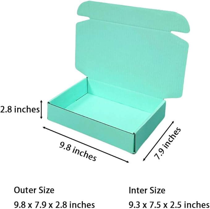 30 Pcs 9.8 x 7.9 x 2.8 inches Shipping Boxes for Small Business Cardboard Corrugated Mailer Boxes for Shipping Packaging Holidays Craft Gifts Giving Products (Mint green, 9.8 x 7.9 x 2.8")