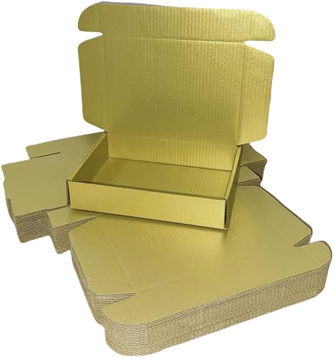 20 Pcs 14.5 x 10.6 x 2.8 inches Corrugated Cardboard Gift Boxes Recyclable Shipping Boxes for Packing Jewelry Ornament Gift Craft Packaging Supplier (Gold, 14.5 x 10.6 x 2.8")