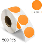 500 PCS Dot Sticker Tape 2" Inch Round Color Coding Labels Removable Writable Circle Floor Decal for Marking Organizing Social Distancing Fluorescent Orange