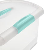 Sterilite Medium Nesting ShowOffs, Stackable Small Storage Bin with Latching Lid and Handle, Plastic Container to Organize Home, Clear, 12-Pack
