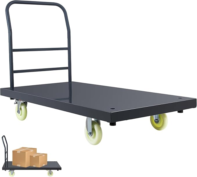 Heavy Duty Platform Truck, Industrial Panel Truck Cart 360 Degree Swivel Wheels, Flatbed Cart Add Reinforcing Steel Bar with 2500 Lbs Capacity, 47X 24 Inch