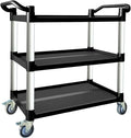 Utility Cart with Wheels, 3 Tier Rolling Cart with Tangle-Free Wheels(2 with Brakes), Heavy Duty 350 Lbs Capacity,Commercial Serving Cart for Home, Office, Restaurant, Warehouse.34.2" × 17" × 37"