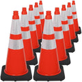 Brimar 28 Inch Traffic Cones, 10 Pack, Orange PVC Safety Cones with Black Base for Construction, Road Parking, MUTCD Approved Traffic Cones with 3M Reflective Bands, Structurally Stable Wearproof