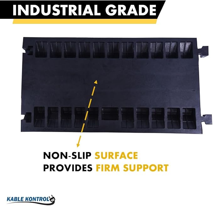 Kable Kontrol Atlas Heavy Duty Cable Protector Ramp - 5 Channel Bulk Wholesale Pallet - 10 Pcs - 36" Long Black & Yellow - 36,000 Lbs Capacity - Rubber Speed Bump Wire Protector Cord Cover - CP9988