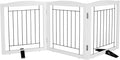 Dog Fence Indoor - 3-Panel Freestanding Dog Gate for Doorways, Hallways, House or Stairs -60x24-Inch Retractable Foldable Expandable Wood Pet by SFJC (White) ﻿