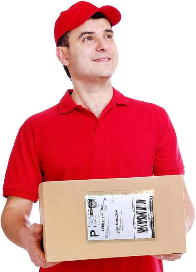 SJPACK 6" x 9" Packing List Envelopes, Shipping Label Sleeves, 100 Packs Clear Self Adhesive Shipping Labels Pouches