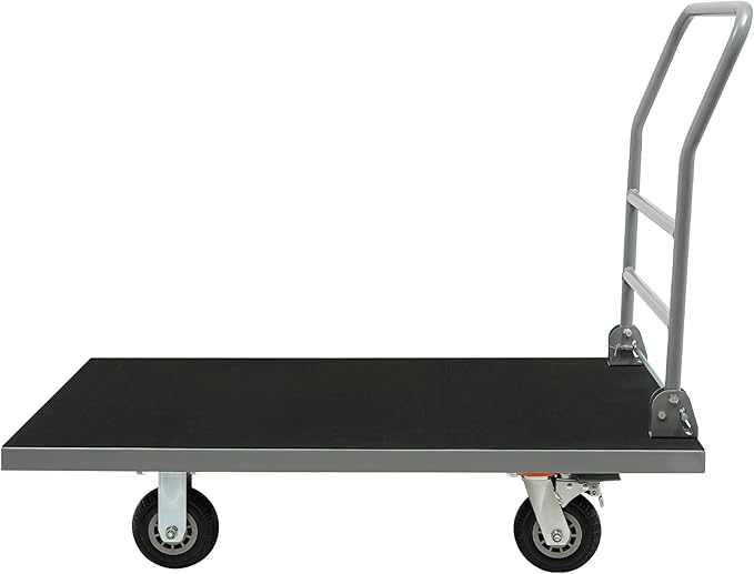 Heavy Duty Foldable Platform Truck Cart with 4 Wheels,44'' L x 28'' W Steel Rolling Flat Cart Push Cart Dolly Large Hand Truck Dolly 2500LBS Capacity Moving Hand Dolly for Groceries,Garage,Warehouse