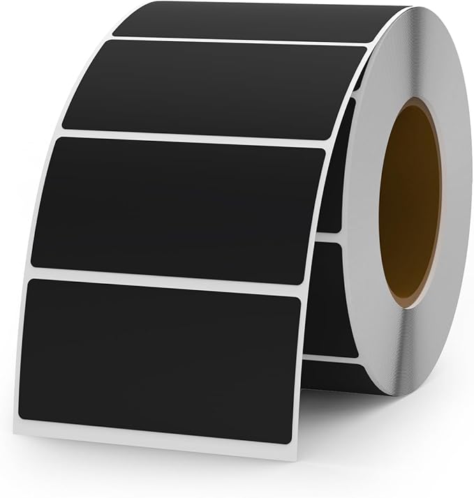 Black Color Coding Labels 1 × 2 Inches Self-Adhesive Vinyl Rectangle Stickers Waterproof Name Tags Removable Roll for Office School Home 500 PCS
