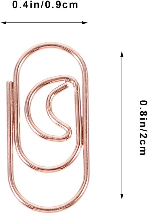 COHEALI 100Pcs Small Crescent Shaped Paper Clips Metal Decorative Clips Rose Gold Multi-Use Office Document Fasteners for Bills and School Supplies
